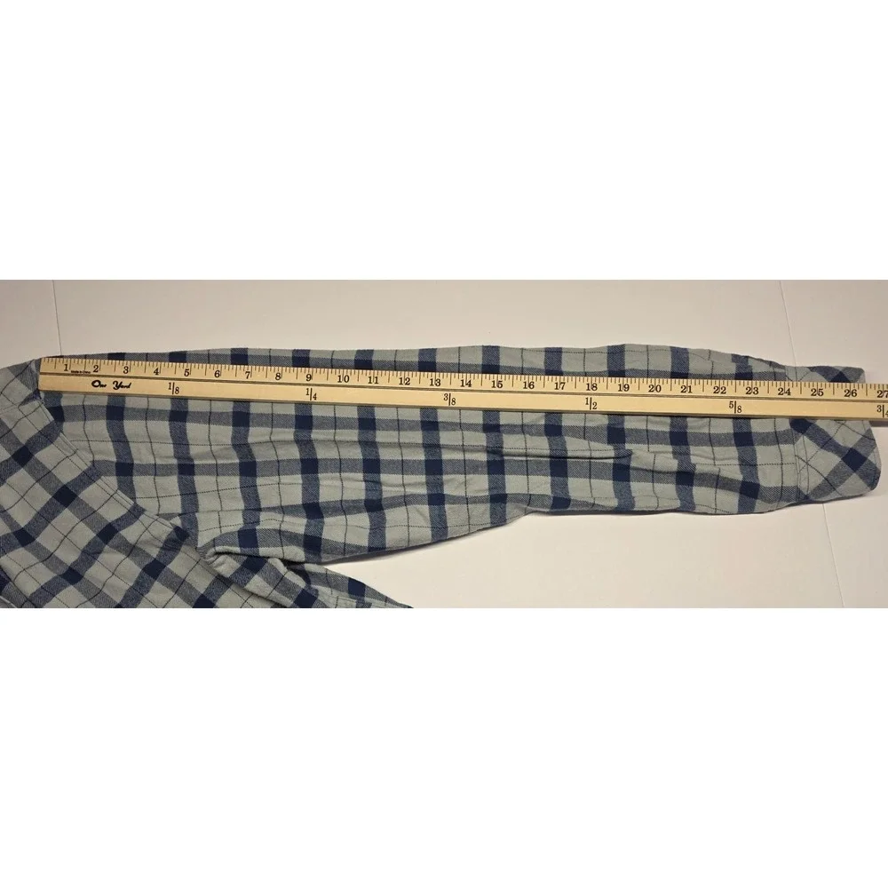 The North Face Mens Size L Long Sleeve Blue Checked Plaid Flannel Button‎ Up